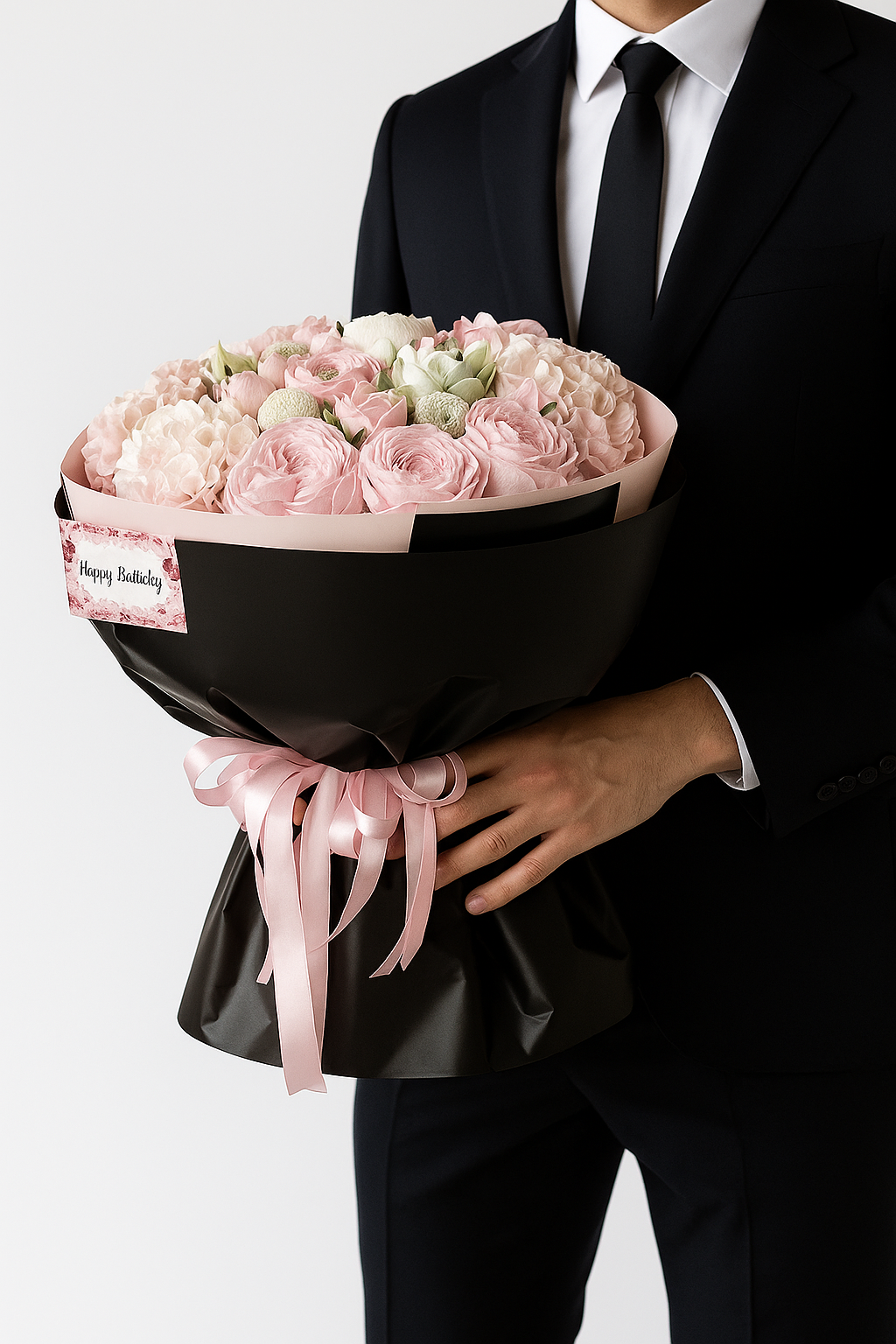 Buchet din flori de marshmallow roz - cadou dulce si elegant