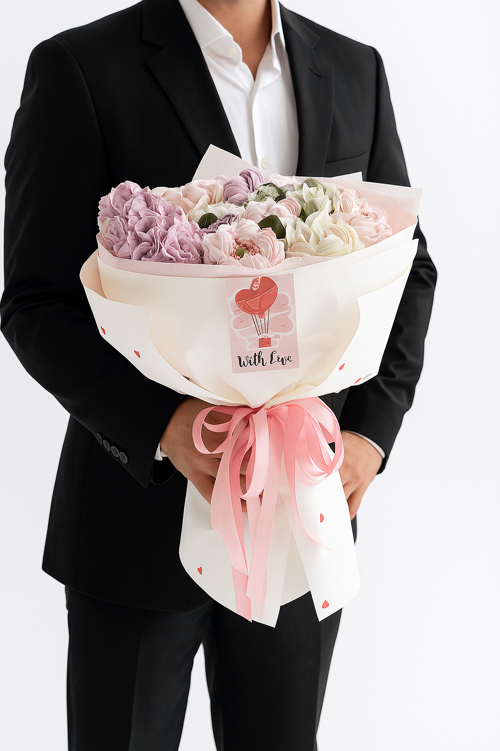 Buchet elegant din flori de marshmallow