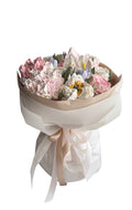 Buchet comestibil din flori de marshmallow roz pal