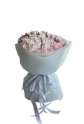 Buchet pastel din flori de marshmallow roz și alb
