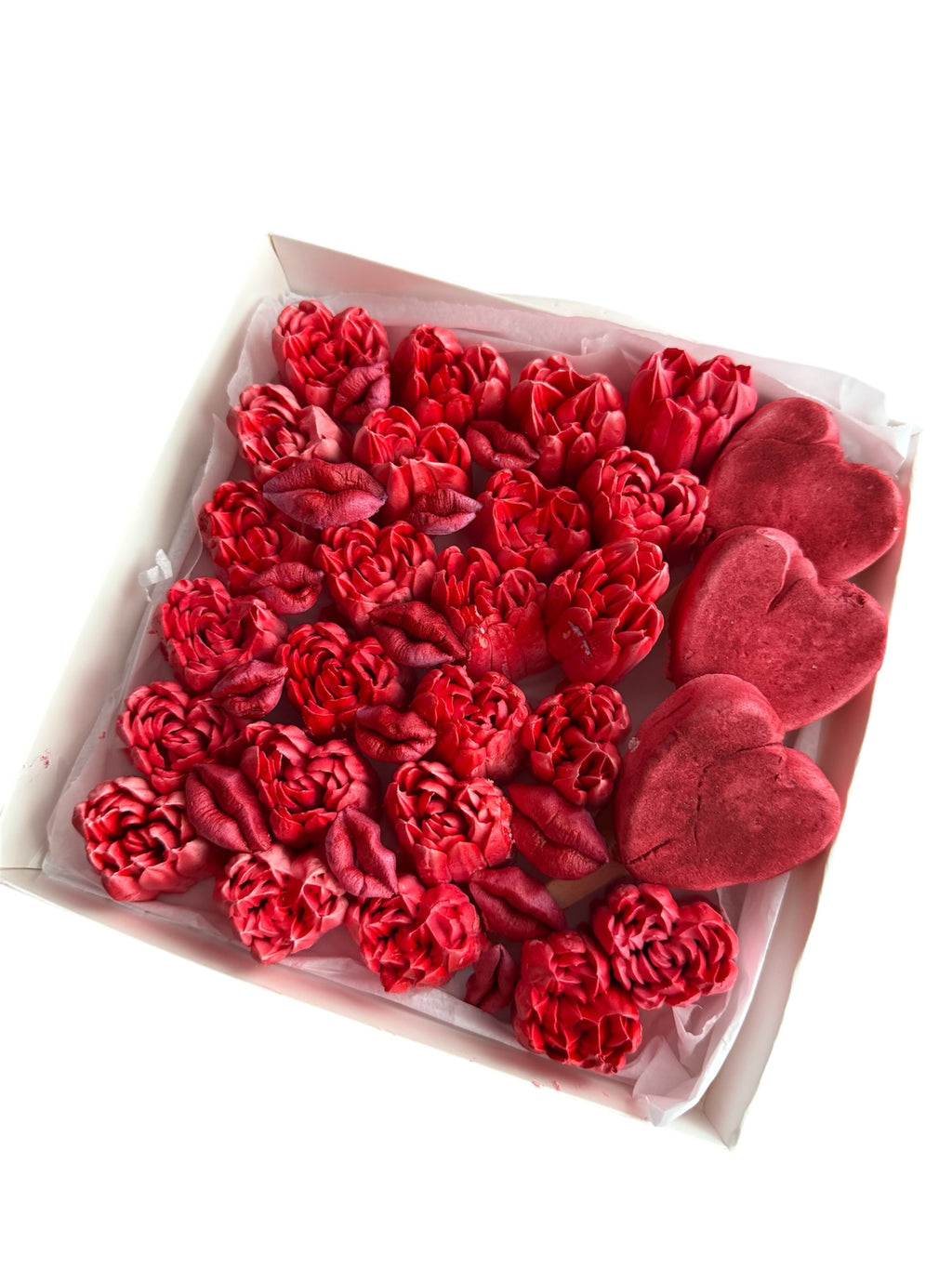 Cutie romantică cu flori comestibile din marshmallow – aromă de suc de mere