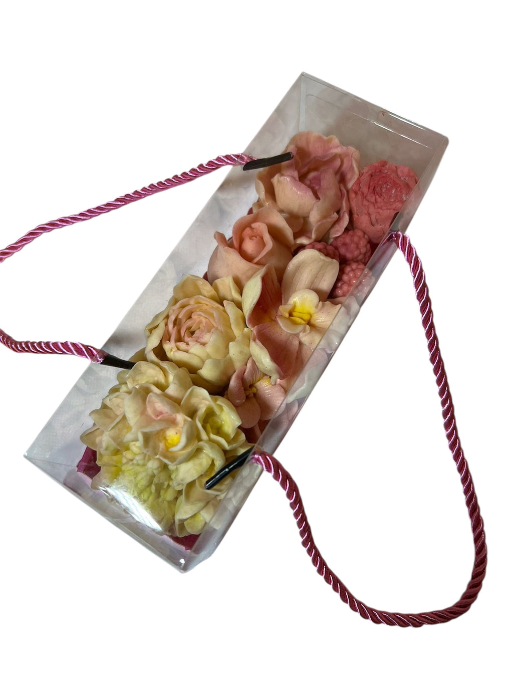 Cutie  cu Flori Comestibile Marshmallow – Piersică & Roz Romantic