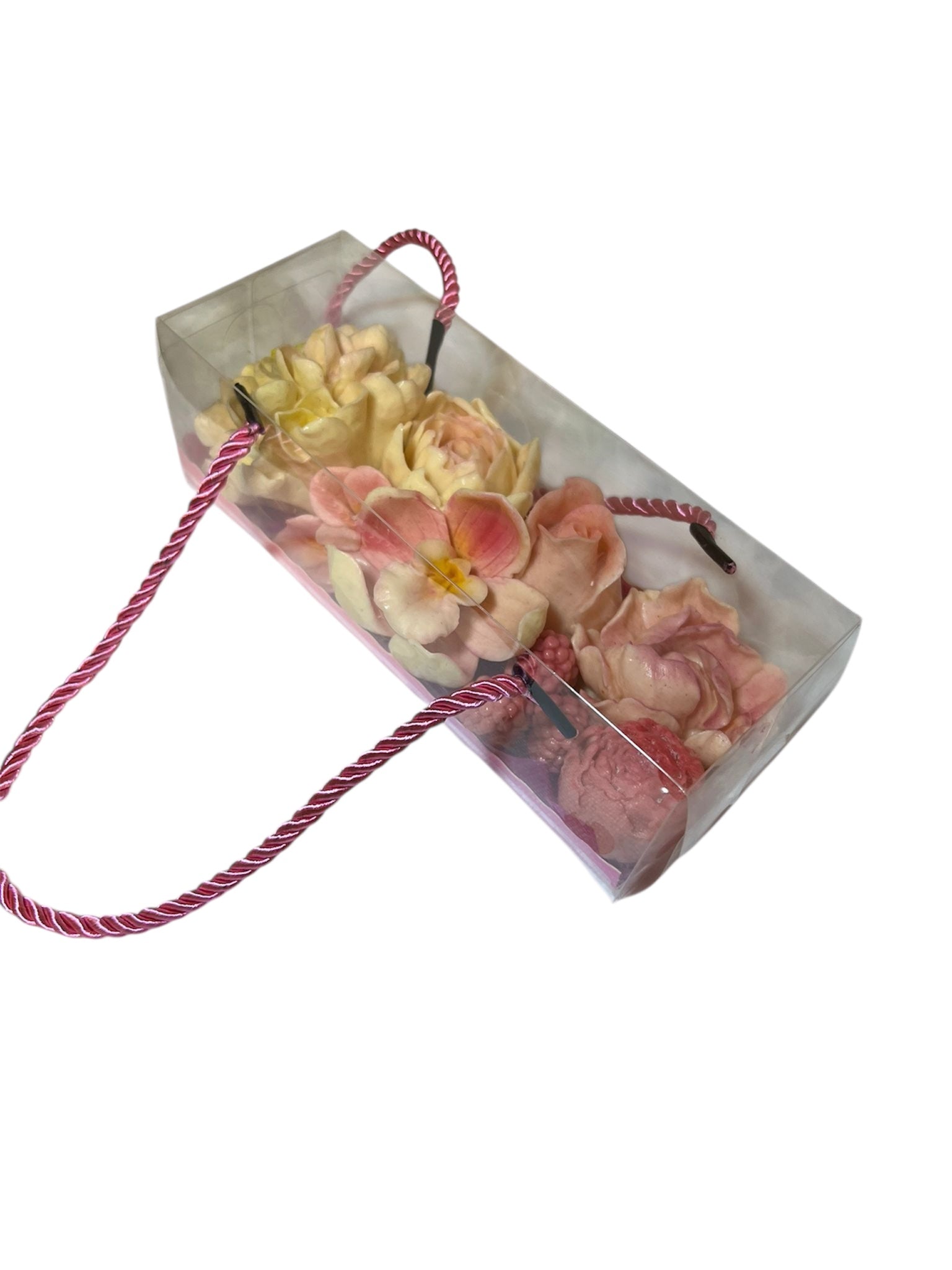 Cutie  cu Flori Comestibile Marshmallow – Piersică & Roz Romantic